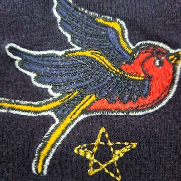 Torrid Sweater Womens 3 Long Sleeve Black Embroidered Heart Rose Lips Bird - Picture 5 of 11